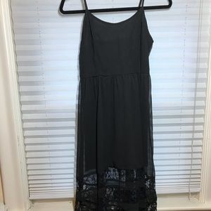 Black high-low dress with lace bottom